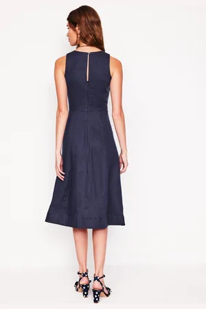 Boden Carla Linen Midi DressNavy Women