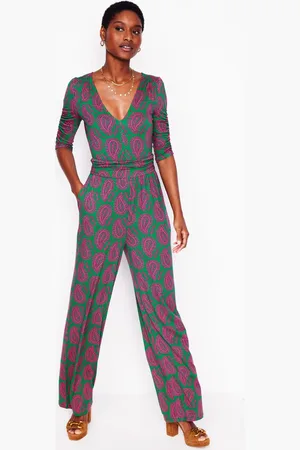 Boden Ruched Waist JumpsuitGreen, Paisley Heart Women