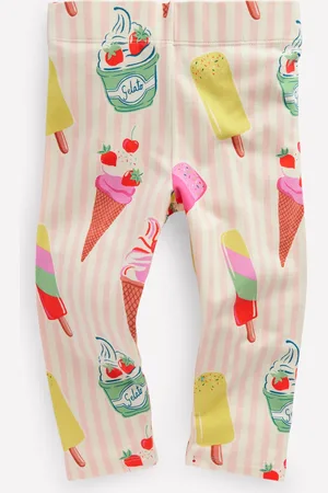 Boden Fun Cropped LeggingsPink Ice Cream Stripe Girls