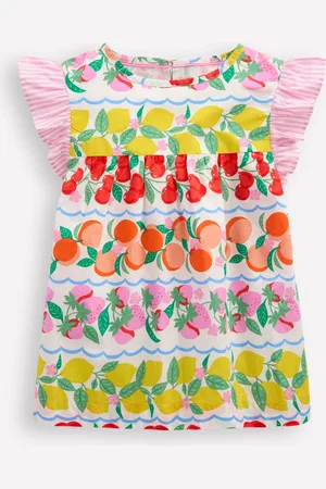 Boden Frill Sleeve Woven TopRainbow Fruit Stripe Girls