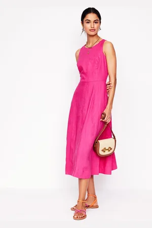Boden Carla Linen Midi DressPink Peony Women