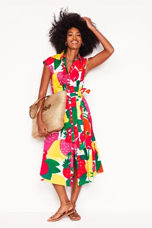 Boden Rachel Cotton Midi Shirt DressMulti, Summer Fruits Women