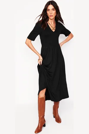 Boden Bethany Smocked Jersey DressBlack Women