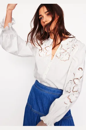 Boden Cutwork Embroidered BlouseWhite Women