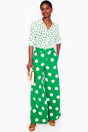 Boden Wide Leg TrousersRich Emerald, Abstract Dot Women