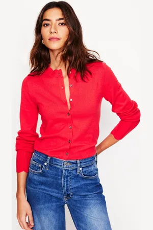 Boden Imi Scalloped CardiganStrawberry Tart Red Women