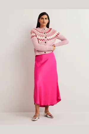 Boden Pink Satin Biascut Midi SkirtWatermelon Pink Women