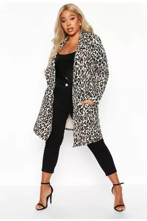 Boohoo Womens Plus Leopard Print Duster Coat - - 16