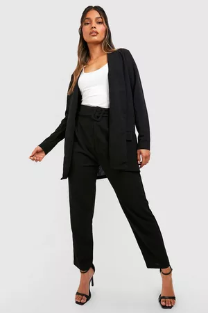 Boohoo Womens Tailored Blazer & Self Fabric Belt Pants Suit Set - - 4