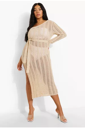 Boohoo Womens Plus Shimmer Knitted Beach Shoulder Dress - - 12