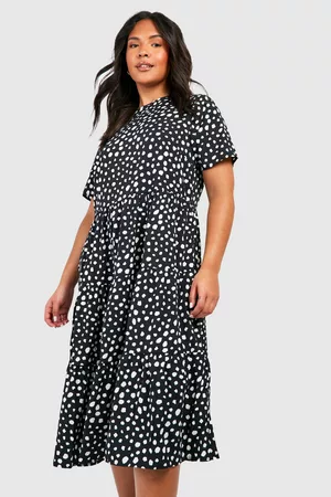 Boohoo Womens Plus Smudge Print Tiered Midi Dress - - 12