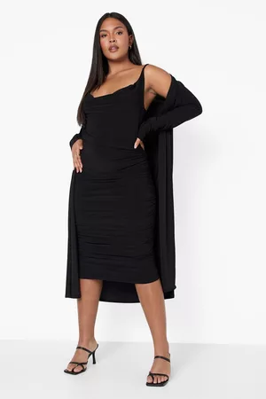 Boohoo Womens Plus Strappy Cowl Neck Dress And Duster - - 12