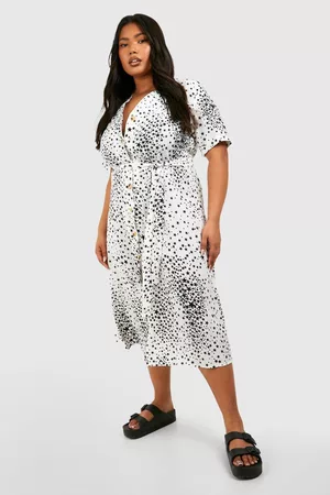 Boohoo Womens Plus Star Print Button Detail Midi Dress - - 12