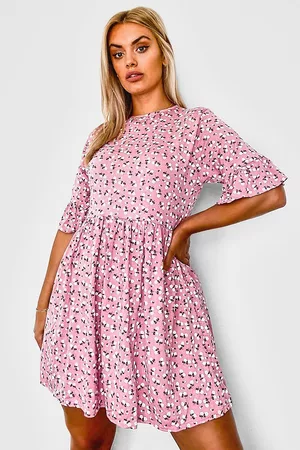Boohoo Womens Plus Ditsy Floral Smock Dress - - 16