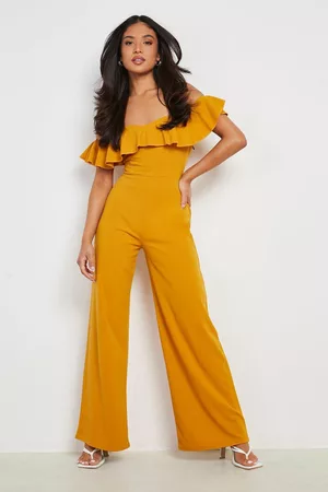 Boohoo Womens Petite Sweetheart Ruffle Wide Leg Jumpsuit - - 2