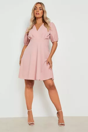 Boohoo Womens Plus Puff Sleeve Skater Dress - - 12