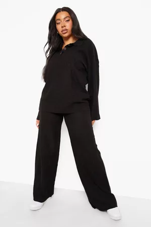 Boohoo Womens Plus Knitted Button Top & Trouser Set - - 16