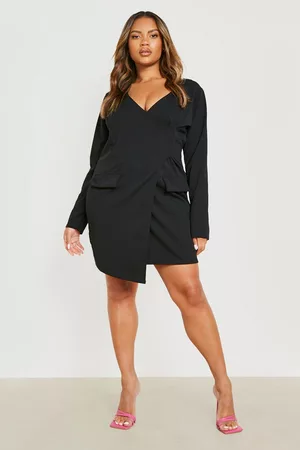 Boohoo Womens Plus Collarless Asymmetric Blazer Dress - - 12