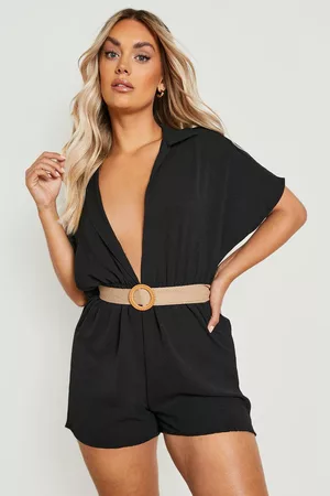 Boohoo Womens Plus Raffia Belted Romper - - 12