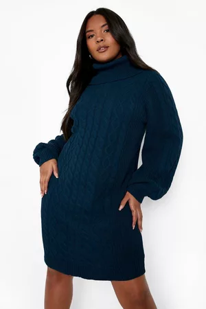 Boohoo Womens Plus Recycled Cable Knit Sweater Dress - - 12
