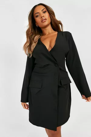 Boohoo Women Blazer Dresses - Womens Plus Wrap Long Sleeved Blazer Dress - - 12