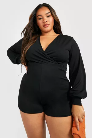 Boohoo Womens Plus Wrap Blouson Sleeve Flippy Romper - - 12