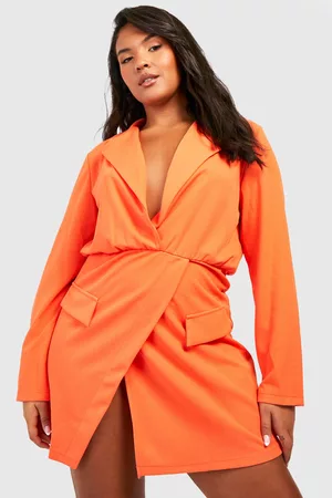 Boohoo Womens Plus Plunge Wrap Blazer Dress - - 12