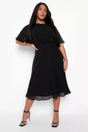 Boohoo Womens Plus Occasion Pleated Angel Sleeve Skater Dress - - 12
