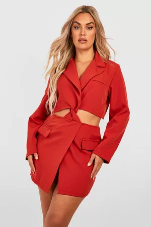 Boohoo Women Blazer Dresses - Womens Plus Cut Out Twist Front Blazer Dress - - 12