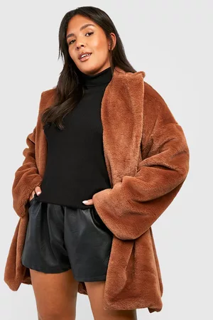 Boohoo Womens Plus Faux Fur Belted Coat - - 12
