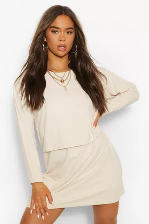 Maternity Shirred Long Sleeve Midi Dress