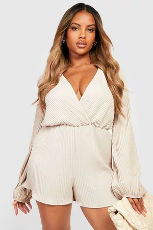 Boohoo Womens Plus Plisse Wrap Flippy Romper - - 12
