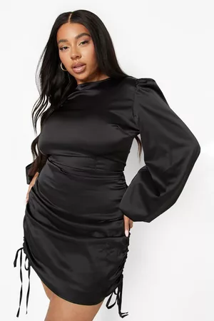 Boohoo Womens Plus Woven Satin Ruched Bodycon Dress - - 18