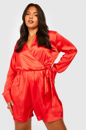 Boohoo Womens The Plus Satin Wrap Romper - - 12