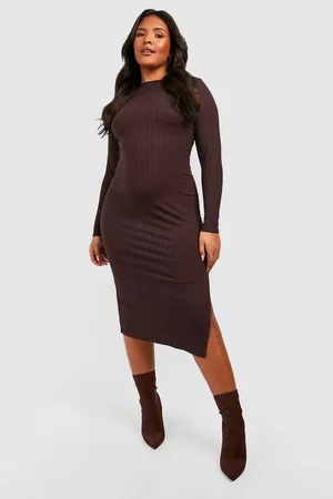 Boohoo Womens Plus Soft Knitted Split Leg Midi Dress - - 12
