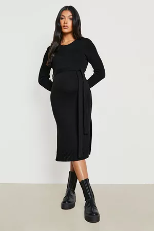 Boohoo Womens Maternity Crew Neck Sweater Midi Dress - - 4