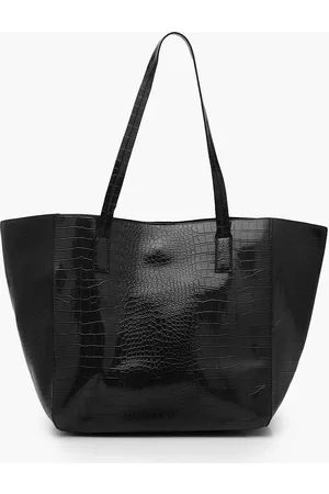 Boohoo Womens Oversized Faux Leather Croc Tote Day Bag - - One Size