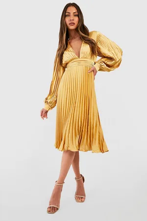 ASOS DESIGN Maternity elastic pleated midi dress in pastel yellow