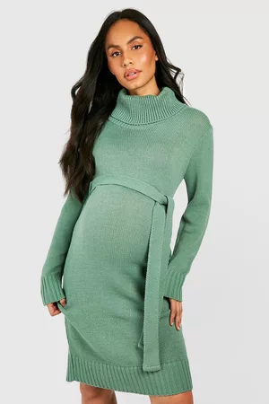 Boohoo Womens Maternity Cowl Neck Sweater Midi Dress - - 4