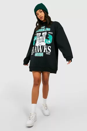 Boohoo Womens Petite Varsity Slogan Oversized Sweat Dress - - 0