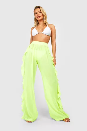 Boohoo Womens Neon Frill Sides Beach Trouser - - S