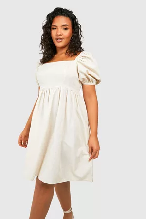Boohoo Women Puff Sleeve & Puff Shoulder Dresses - Womens Plus Puff Sleeve Smock Dress - - 12