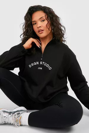 Boohoo Womens Plus Dsgn Studio Half Zip Sweatshirt - - 12