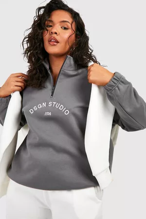 Boohoo Womens Plus Dsgn Studio Half Zip Sweatshirt - - 12
