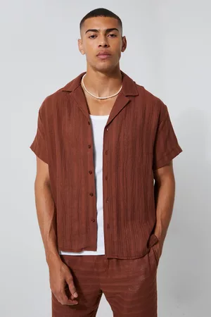 boohoo Mens Oversized Pinstripe Baseball Shirt & Short Set - Red S