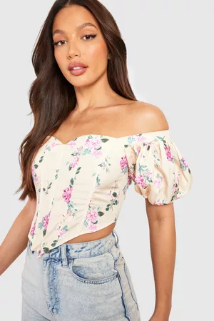 Tall Woven Boned Off The Shoulder Floral Corset Top