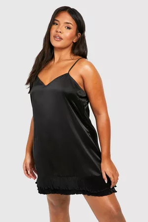 Boohoo Women Nightdresses & Shirts - Womens Plus Pleated Frill Satin Nightgown - - 18