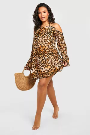 Boohoo Women Swing Dresses - Womens Plus Beach Leopard Swing Dress - - 12