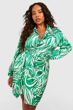 Boohoo Women Printed Dresses - Womens Plus Zebra Satin Wrap Midi Dress - - 12