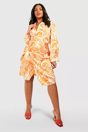 Boohoo Women Printed & Patterned Dresses - Womens Plus Zebra Satin Wrap Midi Dress - - 12
